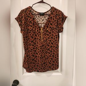 Brown and Black Leopard Print Top